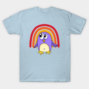 Funny Purple Penguin Rainbow T-Shirt